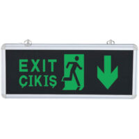 Black Blue Lighting	Down Exit Plaque Black BL-1484