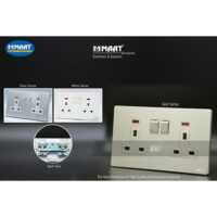 MAAT Maat Q-Series Dual Switch Socket Gold/White/Silva 13A