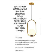 V-TAC LED Designer Pendant Light with Rose Gold	VT-7728	200*500mm