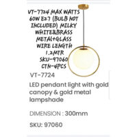 V-TAC LED Pendant Light with Gold Canopy-Gold VT-7724	300mm