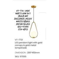 V-TAC LED Pendant Light with Gold Canopy-gold  VT-7721	200*450mm