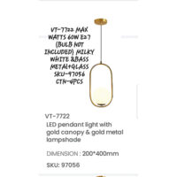 V-TAC LED Pendant Light with Gold Canopy-gold  VT-7722	200*400mm